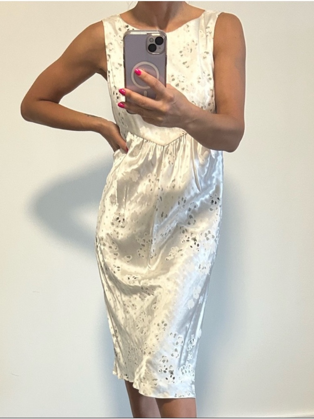Giorgio Armani White Satin Midi Dress